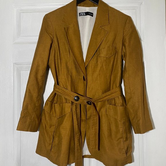 Zara Jackets & Blazers - Zara BELTED LINEN BLAZER  Size S